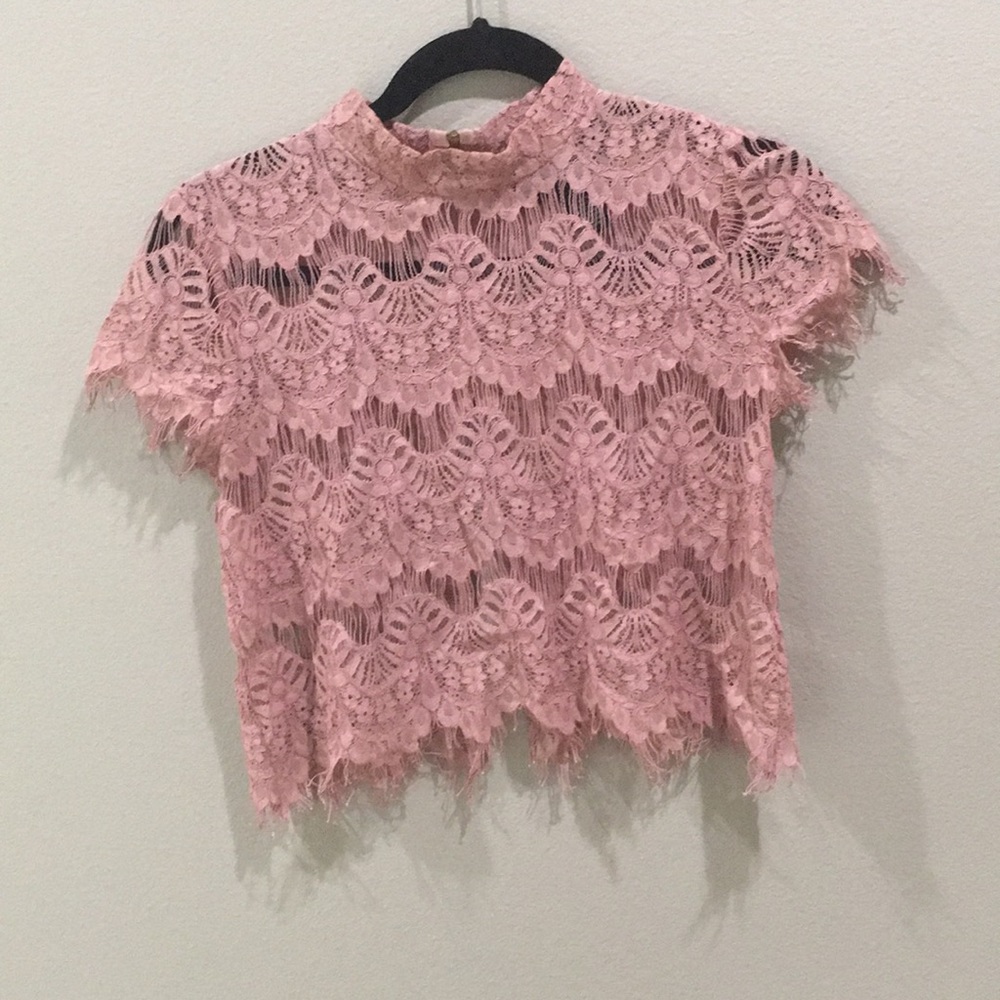 Dusty rose sheer floral top